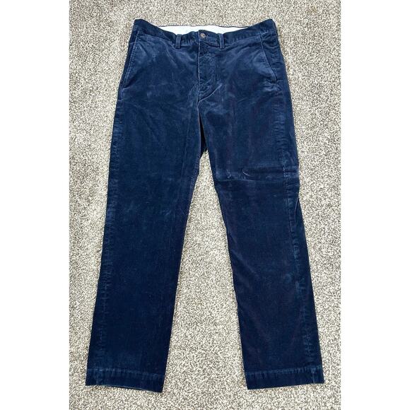 Polo Ralph Lauren Corduroy Stretch Straight Fit Pants Men's 34 x 32 Navy Blue - Picture 1 of 12